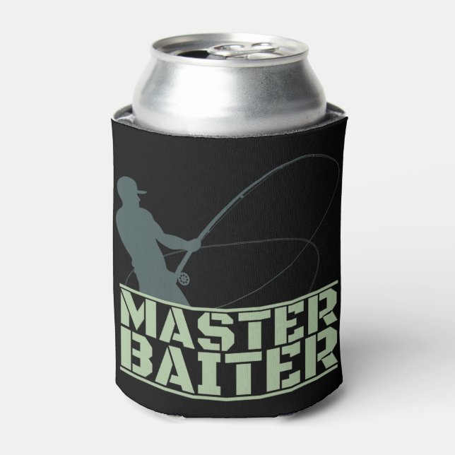 Master Baiter Shirts For Men, Fishing Tshirt Funny Can Cooler (Can Front)