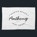 Master Baker Established year Custom Name Kitchen Towel<br><div class="desc">Lots of talent coming out of that kitchen. Encourage the Master Baker in your life to keep those sweet treats coming with this personalized, modern and unique kitchen towel. Customize the words and established year as you need. Comes in different colours and sizes. Don't forget the lil' bakers too. Make...</div>