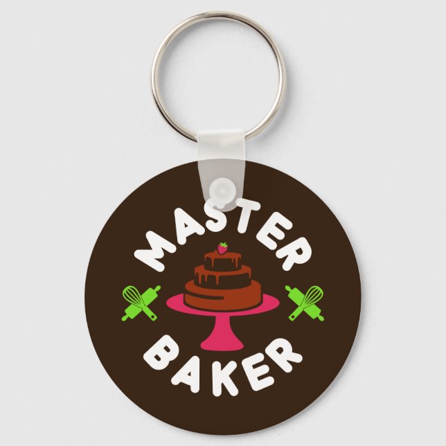 Master Baker Minimal Chocolate Cake Keychain (Front)