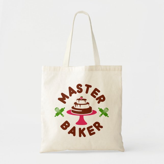 Master Baker Minimal Chocolate Cake Tote Bag (Front)