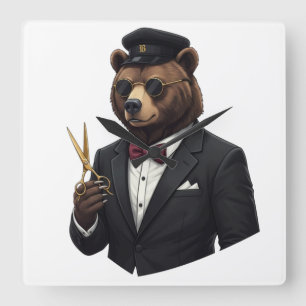 Master Barber Bear Luxury Wall Clock - Barber Shop