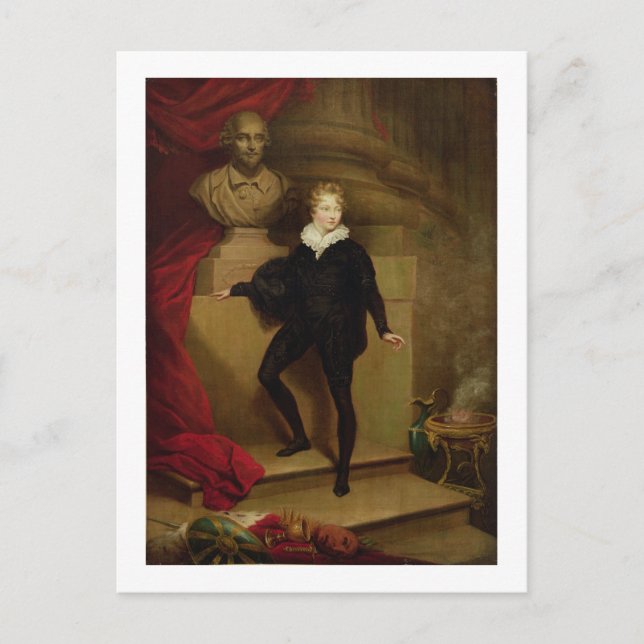 Master Betty as Hamlet before a bust of Shakespear Postcard (Front)