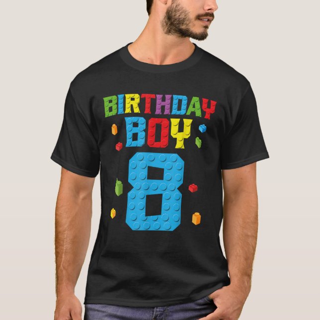 Master Builder 8th Birthday Boy 8 Eight Year Build T-Shirt (Front)