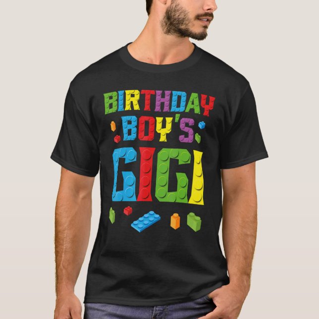 Master Builder Birthday Boy's Gigi Building Bricks T-Shirt (Front)