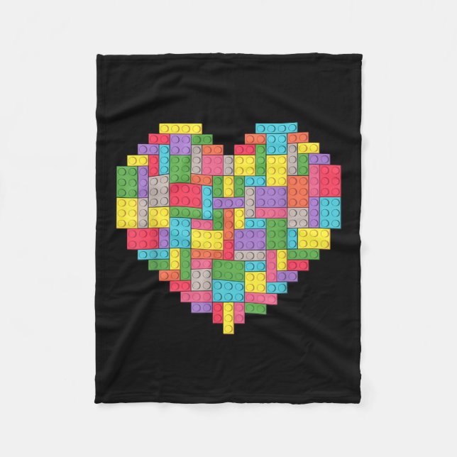 Master Builder Block Brick Building Heart Fleece Blanket (Front)