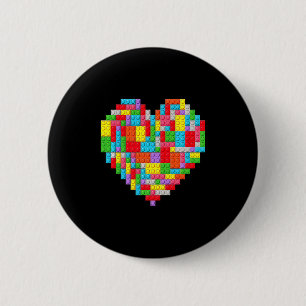 Master Builder Block Brick Building Heart Valentin 2 Inch Round Button