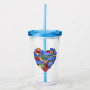 Master Builder Block Brick Building Heart Valentin Acrylic Tumbler