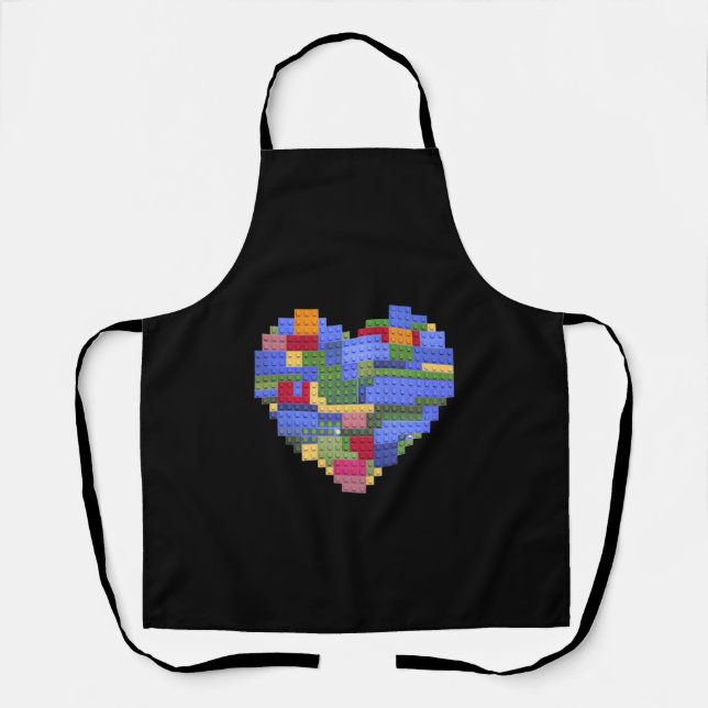 Master Builder Block Brick Building Heart Valentin Apron (Front)