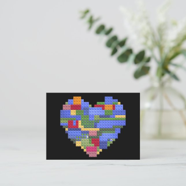 Master Builder Block Brick Building Heart Valentin Card (Standing Front)