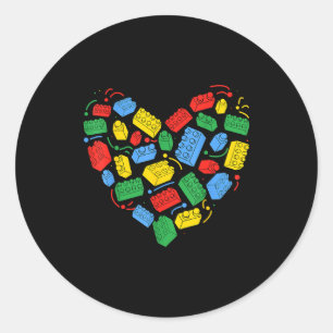 Master Builder Block Brick Building Heart Valentin Classic Round Sticker