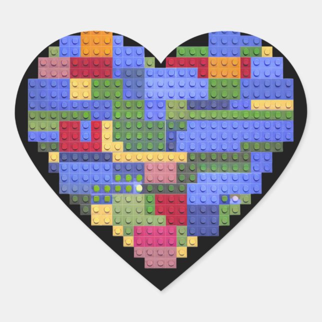 Master Builder Block Brick Building Heart Valentin Heart Sticker (Front)