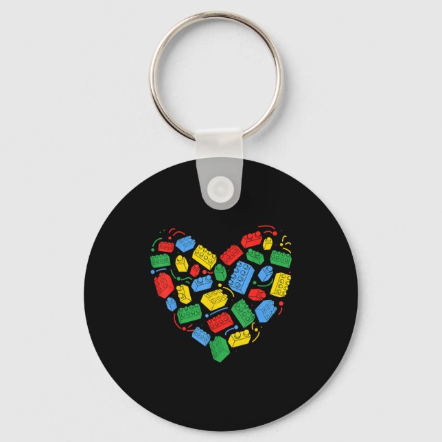 Master Builder Block Brick Building Heart Valentin Keychain (Front)