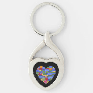 Master Builder Block Brick Building Heart Valentin Keychain