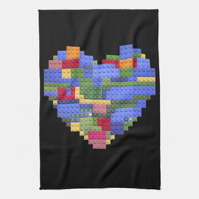 Master Builder Block Brick Building Heart Valentin Kitchen Towel (Vertical)