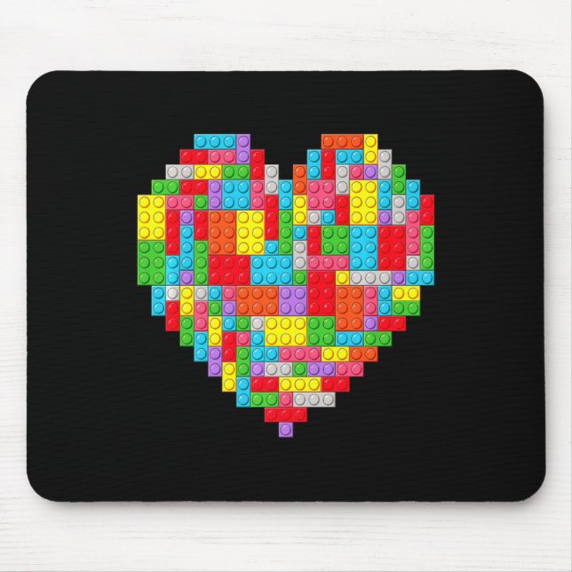 Master Builder Block Brick Building Heart Valentin Mouse Pad (Front)