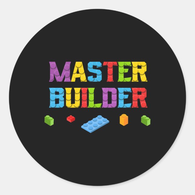 Master Builder Block Building For Classic Round Sticker (Front)
