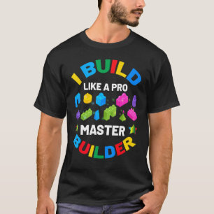 Master Builder Blocks Building Brick Builder Kids T-Shirt