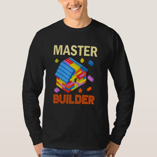 Master Builder Bricks Boys Building Blocks T-Shirt (Front)