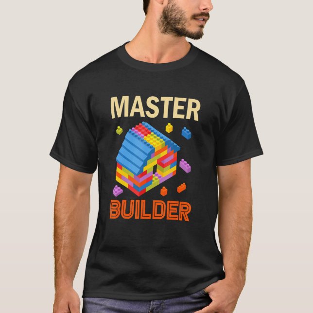 Master Builder Bricks Boys Building Blocks T-Shirt (Front)