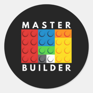 Master Builder Building Blocks Brick Builders Toys Classic Round Sticker