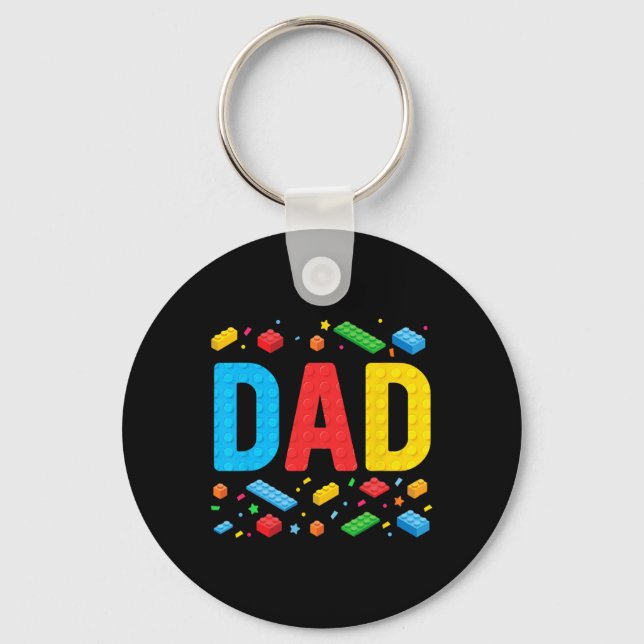 Master Builder Building Bricks Blocks Family Fathe Keychain (Front)