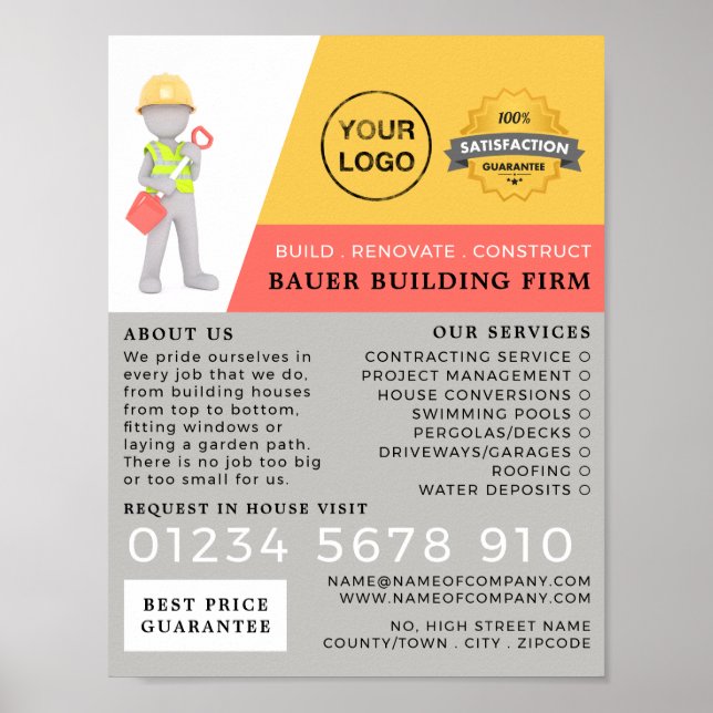 Master Builder, Building Firm, Builders Advert Poster (Front)