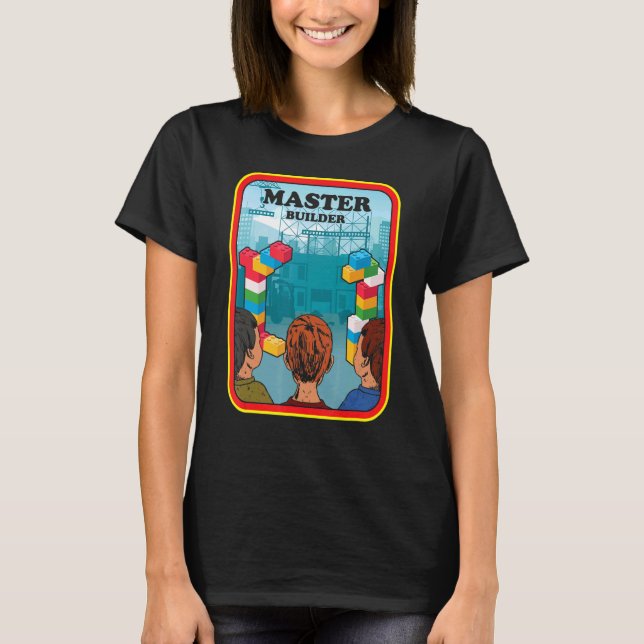Master Builder Construction Building Blocks Bricks T-Shirt (Front)