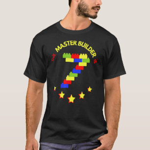 Master Builder Cute Block Building 7th Birthday Bo T-Shirt