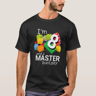Master Builder Cute Block Building 8th Birthday Bo T-Shirt