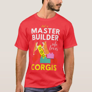 Master Builder Cute Block Building Corgis T-Shirt