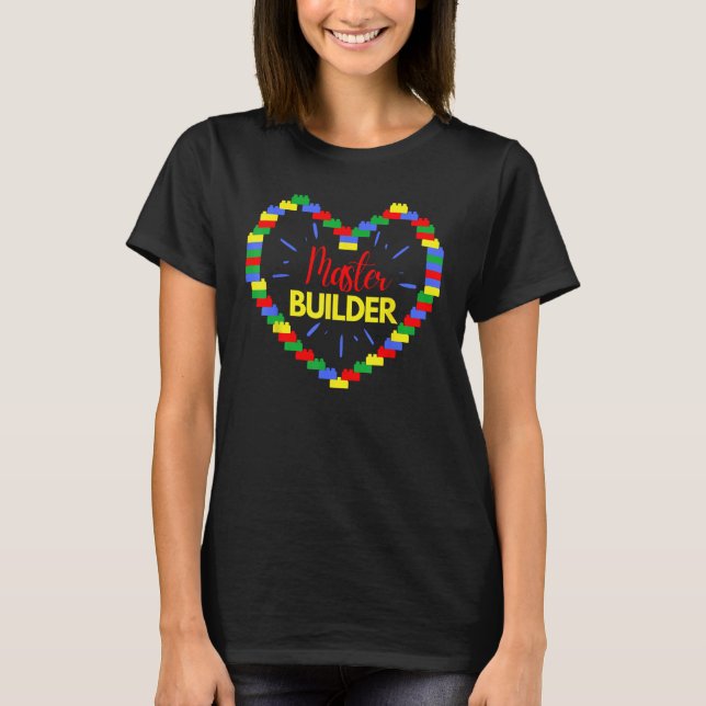 Master Builder Cute Block Building Heart T-Shirt (Front)
