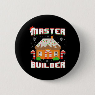 Master Builder Gingerbread House Christmas Block B 2 Inch Round Button