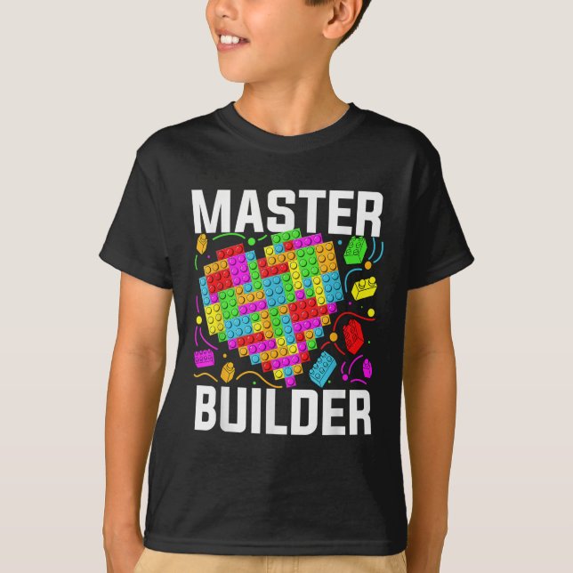 Master Builder Heart Block Brick Building T-Shirt (Front)