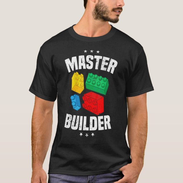 Master Builder Kids Building Blocks Brick Toy Boys T-Shirt (Front)