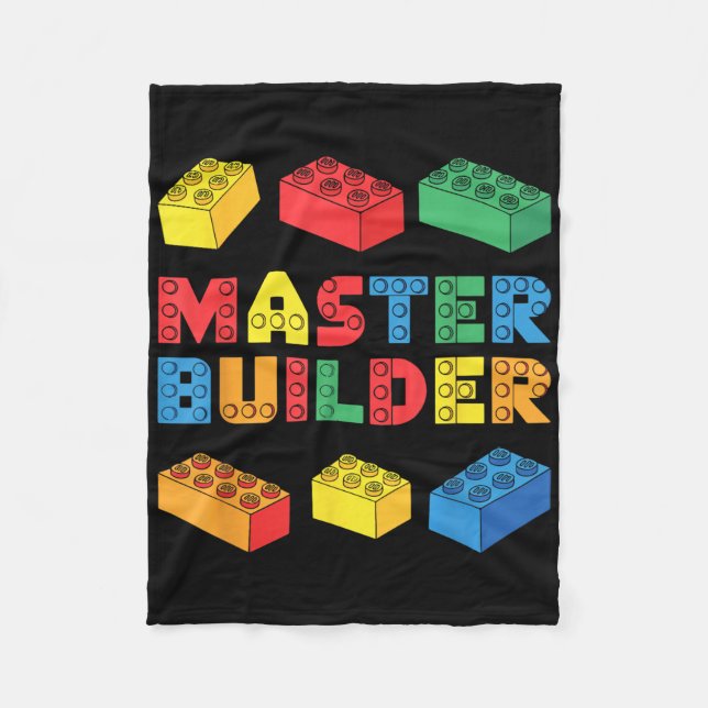 Master Builder Shirt Bricks Blocks Adult Kids Boys Fleece Blanket (Front)