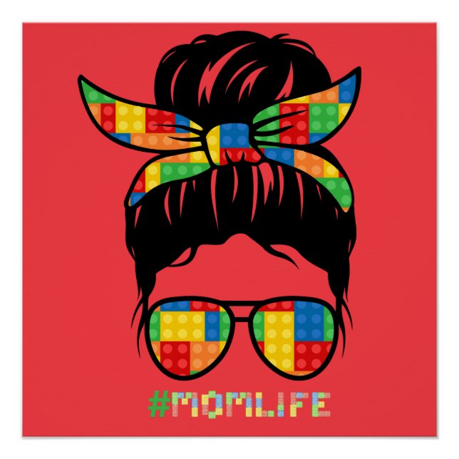 Master Builder Shirt | Building Block Head Poster (Front)