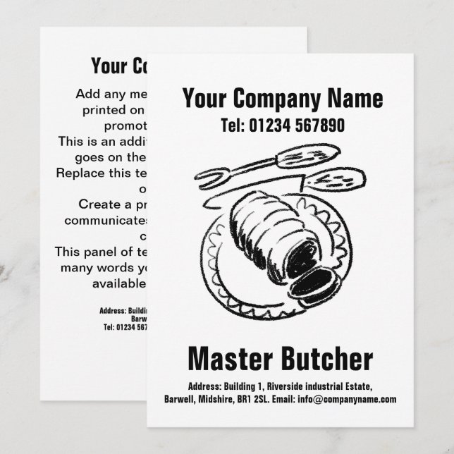 Master Butcher Cartoon Design Card (Front/Back)