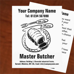 Master Butcher Cartoon Design Flyer