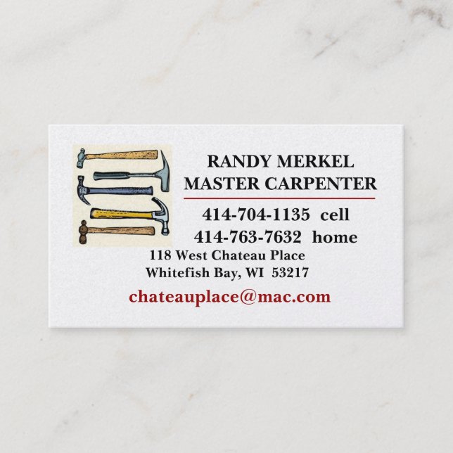 MASTER CARPENTER BUSINESS CARD (Front)