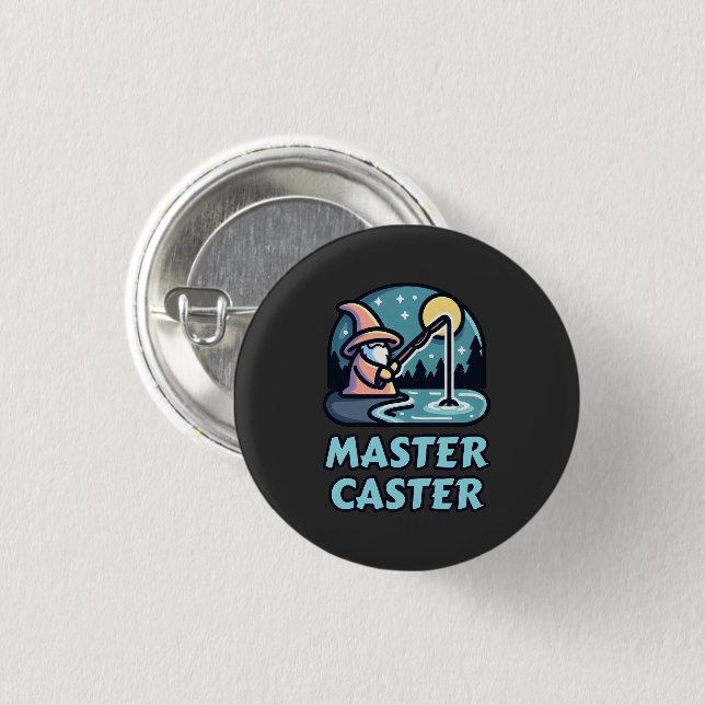 Master Caster Fantasy Fishing 1 Inch Round Button (Front & Back)