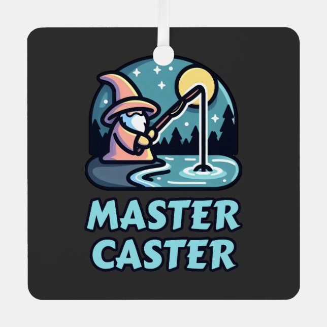 Master Caster Fantasy Fishing Metal Ornament (Front)