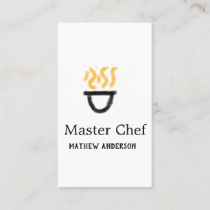 Master chef add name black pan yellow fire fume co business card