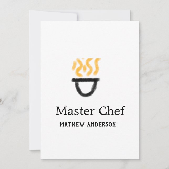 Master chef add name black pan yellow fire fume co invitation (Front)