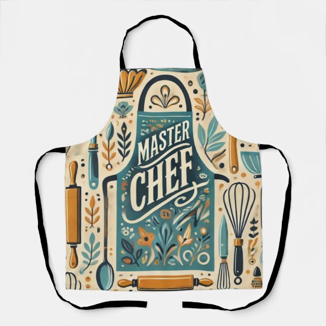 Master Chef Apron Design: Vibrant Kitchen Art  (Front)