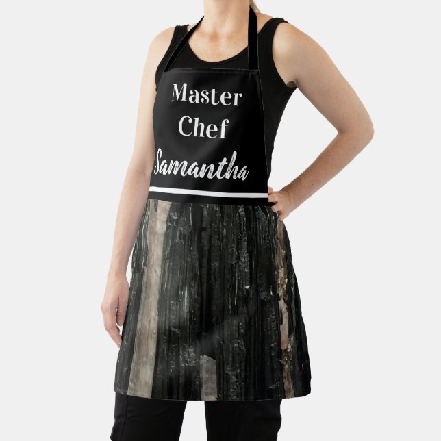 Master Chef Black White Striped Gemstone Apron (Insitu)