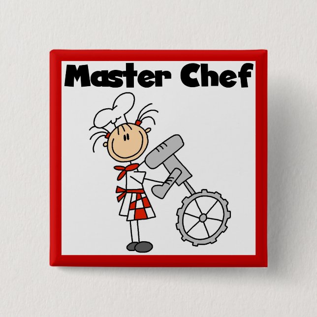 Master Chef - Female 2 Inch Square Button (Front)