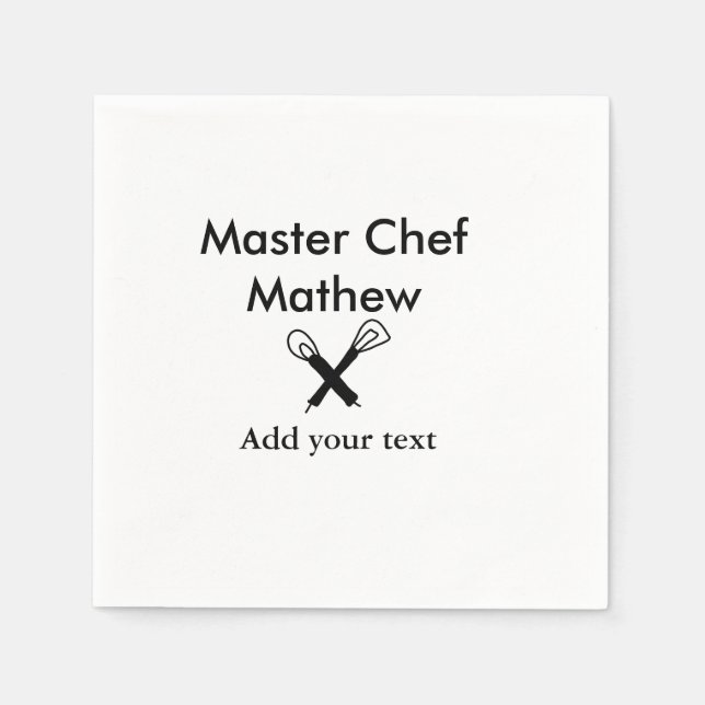 Master chef kitchen bakery cook add text name cutl napkin (Front)