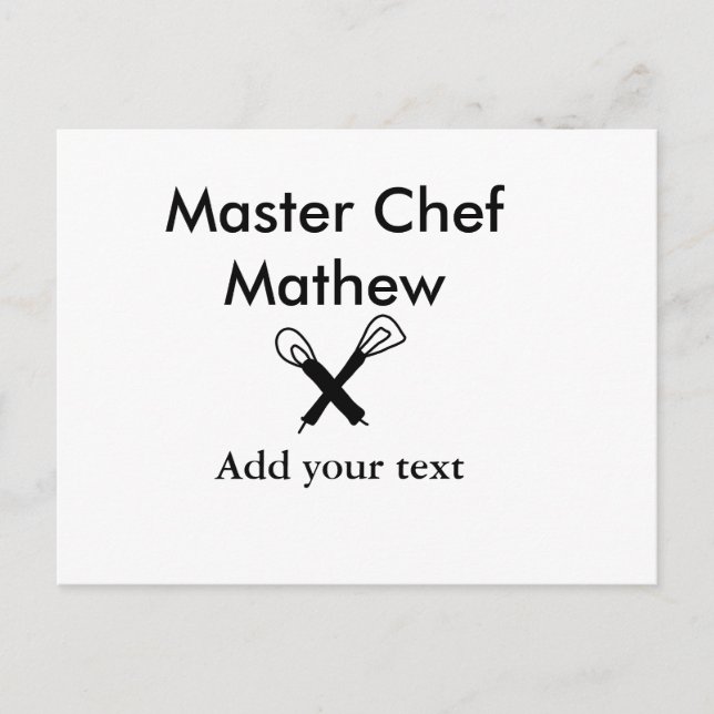 Master chef kitchen bakery cook add text name cutl postcard (Front)