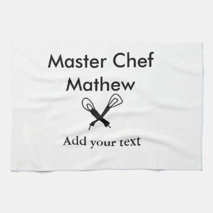 Master chef kitchen bakery cook add text name cutl towel