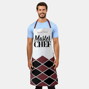 Master Chef name personalized black garnet chequer Apron